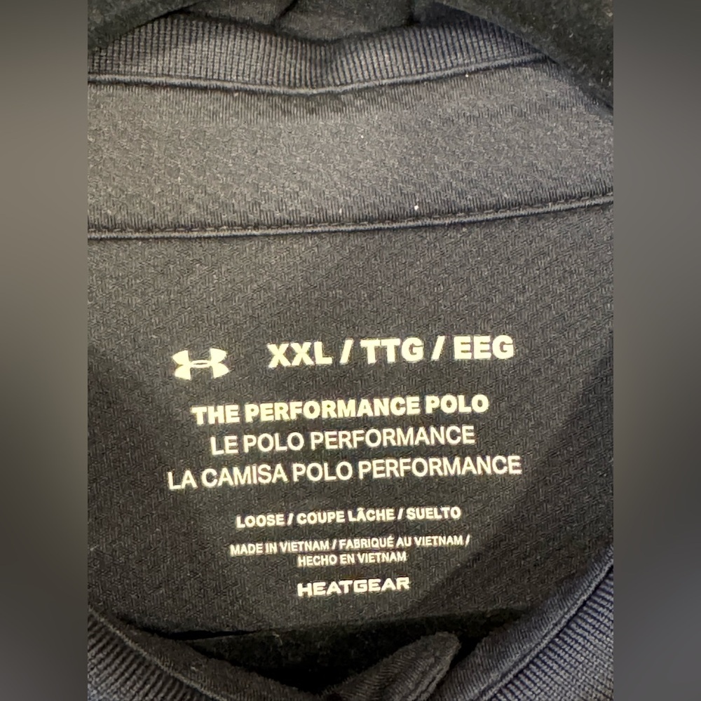 Under Armour Black HeatGear Performance Textured Long Sleeve Polo Sz XXL - Picture 5 of 7